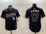 Los Angeles Dodgers #17 Shohei Ohtani Nike black gold majestic baseball Jersey -BD 03