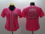 Women New York Yankees #99 Aaron Judge pink fashion baseball jersey