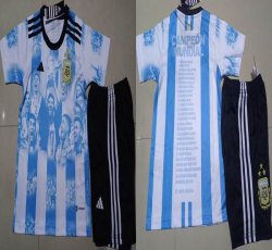 2023-2024 Argentina Team white skyblue black kid soccer jersey away