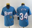 Youth Nike Texas Rangers #34 Nolan Ryan skyblue majestic baseball jerseys 01