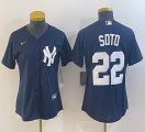 Women New York Yankees Juan Soto Nike dark blue majestic baseball Jersey -BD