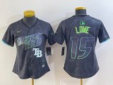 Women Nike Tampa Bay Rays #15 Lowe black majestic baseball jersey city version 04