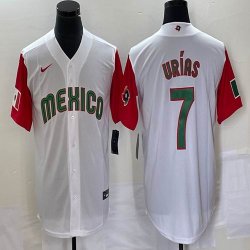 2023 World Cup Mexico #7 Julio Urias white red majestic baseball jerseys 108