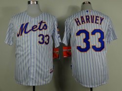 New York Mets #33 Matt Harvey White Blue Strip baseball Jerseys