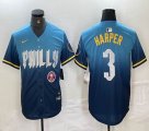 Nike Philadelphia Phillies #3 Bryce Harper blue majestic baseball jerseys city version 02