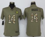 Women Nike Minnesota Vikings 14 Dlggs Olive Camo Carson 2017 Salute to Service Elite Player