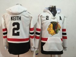 Chicago Blackhawks Duncan Keith #2 white Ice hockey Hooded Sweatshirt