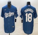 Nike Los Angeles Dodgers #18 Yoshinobu Yamamoto blue throwback majestic baseball jerseys 02