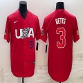 2023 World Cup #3 Mookie Betts red USA majestic baseball jerseys