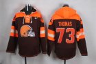 Custom Nike Cleveland Browns #73 Thomas orange brown nfl Hooded Sweatshirt