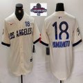 2024 World Series Champions Nike Los Angeles Dodgers #18 Yoshinobu Yamamoto beige fashion MLB baseball Jersey 05