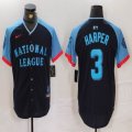 National League #3 Bryce Harper Nike Navy 2024 MLB All-Star Game Limited Player Jersey