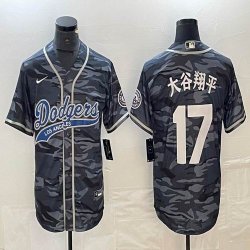 Los Angeles Dodgers #17 Shohei Ohtani Nike gray camo majestic baseball Jersey Joint name -BD 03