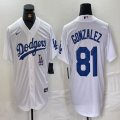 Nike Los Angeles Dodgers #81 Victor Gonzalez white MLB baseball Jersey 01