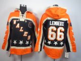 Pittsburgh Penguins #66 Mario Lemieux orange black NHL hooded sweatshirt