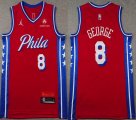 Nike Philadelphia 76ers #8 Paul George red basketball jerseys-HY