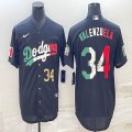 2020 MLB World Series Nike Los Angeles Dodgers #34 Fernando Valenzuela black green white red majestic baseball Jerseys 02