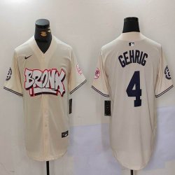 Nike New York Yankees #4 Lou Gehrig beige majestic baseball Jersey Joint name