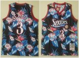 Philadelphia 76ers #3 Allen Iverson black flowers fashion nba jersey-HL