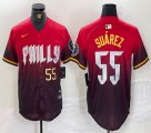 Nike Philadelphia Phillies #55 Ranger Suarez red majestaic baseball jersey city version 02