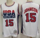 1992 USA Olympic Dream Team #15 Magic Johnson white USA basketball jerszeys