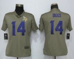 Women Nike Minnesota Vikings 14 Dlggs Olive Salute To Service nfl Jersey