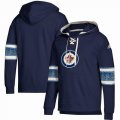 Custom Adidas Winnipeg Jets blue personality Ice Hockey Hooded Sweatshirt