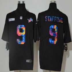 Nike Lions #9 Matthew Stafford black Color Rush Limited Jerseys Rainbow version