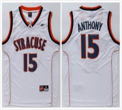 NCAA Syracuse 15# Carmelo Anthony Stitched white Jersey