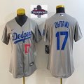 Youth 2024 World Series Champions patch Los Angeles Dodgers #17 Shohei Ohtani Nike gray baseball Jersey -BD 01