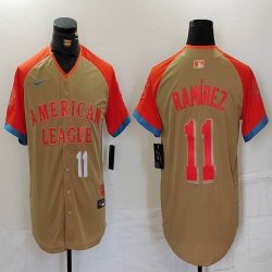 American League #11 Jose Ramirez Nike Cream 2024 MLB All-Star Game Limited Player Jersey 01