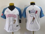 Women 2023 World Cup Mexico #7 Julio Urias white skyblue majestic baseball jerseys 05