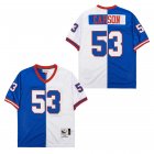 New York Giants #53 Harry Carson Blue White Splits Throwback NFL Jerseys