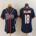 Women Nike Chicago Bears 18# Caleb Williams blue baseball jersey Joint name-BD