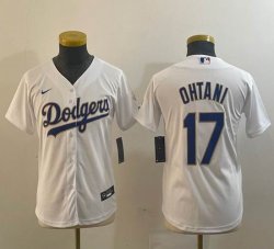 Youth Los Angeles Dodgers #17 Shohei Ohtani Nike white gold majestic baseball Jersey