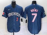 2023 World Cup Mexico #7 Julio Urias blue majestic baseball jerseys 91