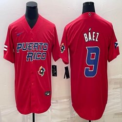 Puerto Rico #9 Baseball #9 Javier Báez red 2023 World Baseball Classic Replica Player Jersey 08