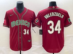 2023 World Cup Mexico #34 Fernando Valenzuela red blank majestic baseball jerseys 22