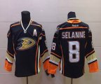 Reebok Anaheim Ducks #8 Teemu Selanne black hockey jersey A patch