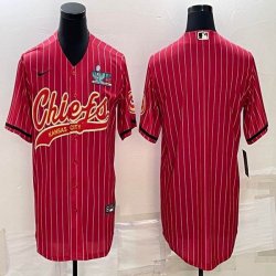 2023 NFL Super Bowl Nike Kansas City Chiefs blank red baseball jerseys Joint name-BD 04