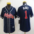 Youth Nike Atlanta Braves #1 Ozzie Albies blue majestic baseball Jersey