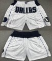 Dallas Mavericks white NBA Shorts with Pockets