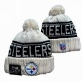 2024 Pittsburgh Steelers beige black NFL Sports Cuffed Knit Hats 01