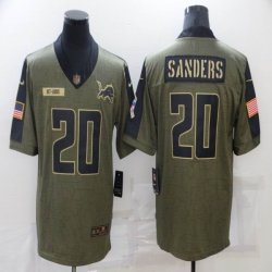 Nike Detroit Lions #20 B.Sanders Green 2021 Salute to Service Limited Jersey