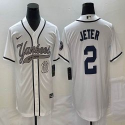 Nike New York Yankees #2 Derek Jeter white majestic MLB baseball Jerseys Joint name 05