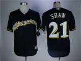 Milwaukee Brewers #21 Travis Shaw dark blue majestic baseball Jersey