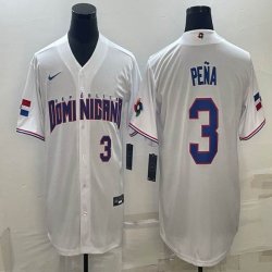 2023 World Cup Dominican Republic\'s #3 Jeremy Pena white majestic baseball jerseys 01