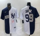 Nike New York Yankees #99 Aaron Judge blue white splits MLB baseball Jersey