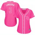 2017 Women Tampa Bay Rays 3# Evan Longoria pink majestic mlb jersey