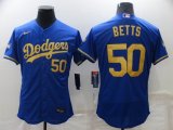 Nike Los Angeles Dodgers #50 Mookie Betts blue gold Flexbase Authentic Collection Jersey-BD